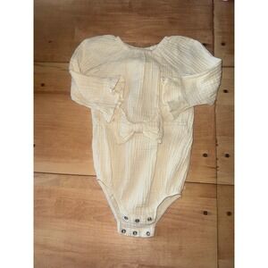 Grayson Collective Baby Girls Cream‎ Muslin Ruffle Sleeve Bodysuit Bow 3-6M